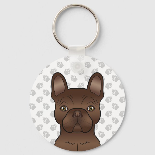 Llavero Bulldog Francés Marrón Chocolate Perro De Dibujos  (Anverso)