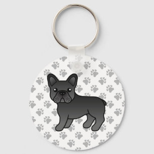 Llavero Bulldog francés negro adorable perro caricaturista