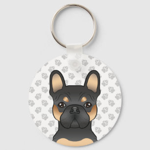 Llavero Bulldog Francés Negro Y Tan / Perro Cutáneo Francé