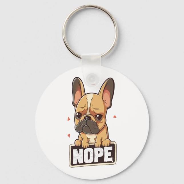 Llavero Bulldog francés Nope (Anverso)