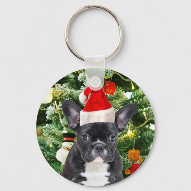 Llavero Bulldog francés Ornamenta árbol de Navidad Snowman (Anverso)