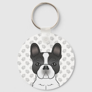 Llavero Bulldog Francés Piebald Negro / Perro y patas de F