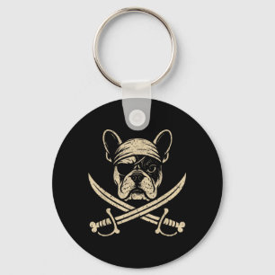 Llavero Bulldog Francés Pirata Antiguo Amante de Perros Hu
