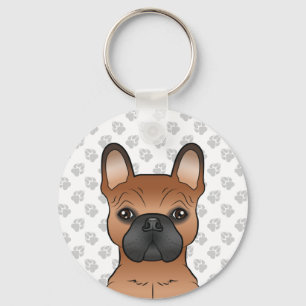 Llavero Bulldog francés rojo / cabeza de perro caricaturis