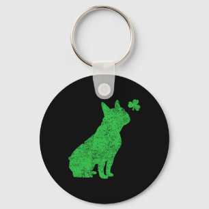 Llavero Bulldog Francés Trébol Día de San Patricio Frenchi