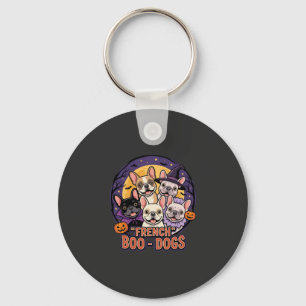 Llavero Bulldog Francés Vector de Perros Boo de Halloween