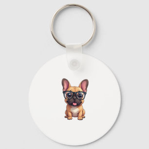 Llavero Bulldog francés vistiendo gafas