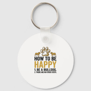Llavero Bulldog Frase Feliz Grabado Vintage Amante Perros 