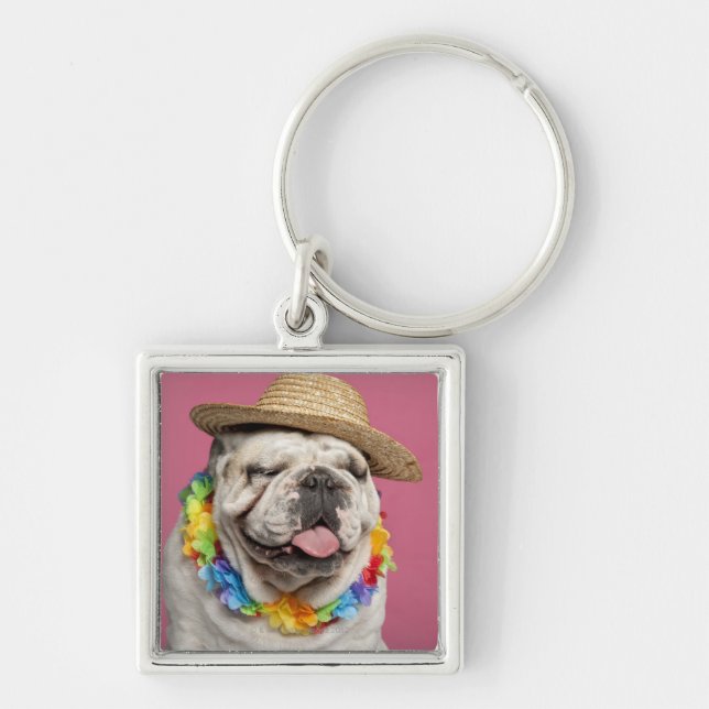 Llavero Bulldog inglés (18 meses) que lleva una paja (Frente)