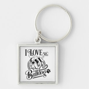 Llavero Bulldog Inglés Adorable - Amo a mi Cachorro Bulldo
