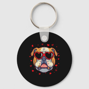 Llavero Bulldog inglés corazón de San Valentín Amantes de