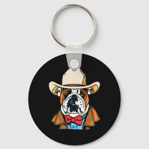 Llavero Bulldog inglés Cowboy se burla del perro occidenta