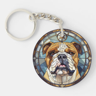 Llavero Bulldog inglés de vidrio templado dulce