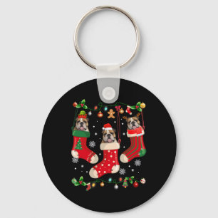 Llavero Bulldog inglés en Navidades de choque Perro Santa 