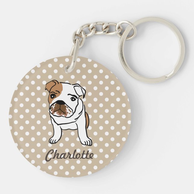 Llavero Bulldog inglés lindo personalizado (Atrás)