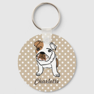 Llavero Bulldog inglés lindo personalizado