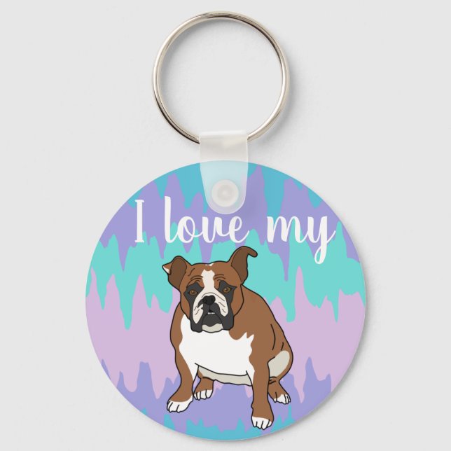 Llavero Bulldog inglés personalizable (Anverso)