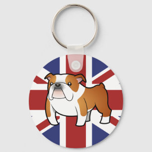 Llavero Bulldog inglés Union Jack Personalizado