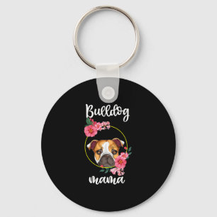 Llavero Bulldog Mama Dog Mom Floral