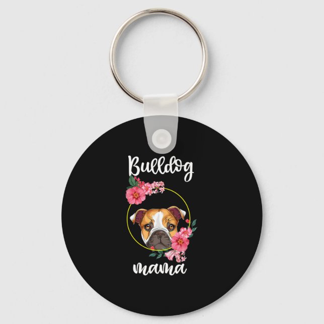 Llavero Bulldog Mama Dog Mom Floral (Anverso)