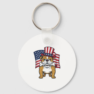 Llavero Bulldog Patriótico Con Diseño De Vector De Bandera
