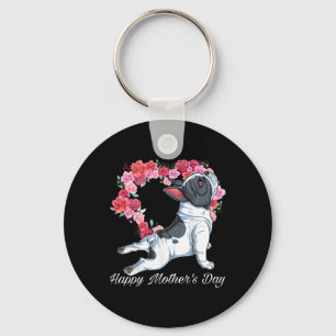 Llavero Bulldog Perro Corazón Floral Feliz Día de la Madre
