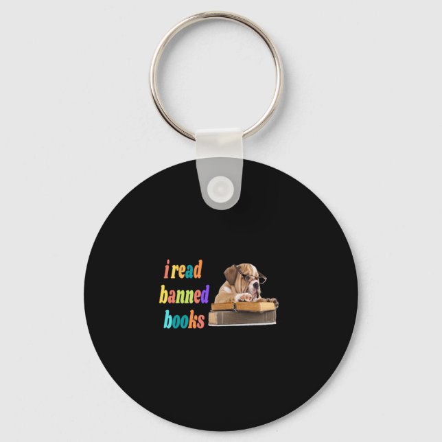 Llavero Bulldog que leo libros prohibidos (Anverso)