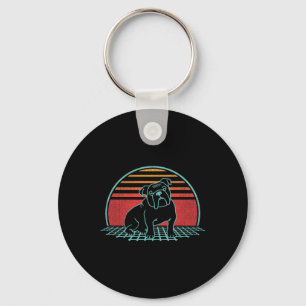 Llavero Bulldog Retro Perro Lover Estilo de la Vieja 80