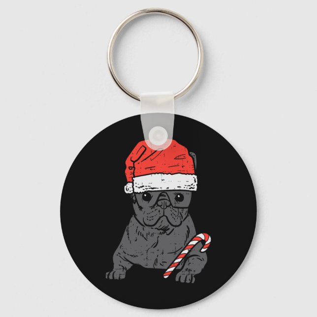Llavero Bulldog Santa Frenchie Navidades de perros Noche M (Anverso)
