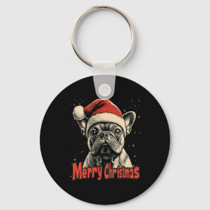 Llavero Bulldog Santa Hat Feliz Navidad Navidad Perro Love