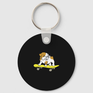 Llavero Bulldog Skateboarding Bulldog de patinaje para per