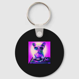 Llavero Bulldog Vaporwave Dj Perro Mujeres Estéticas Chica