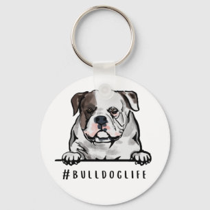 Llavero Bulldog Vida Bulldog inglés Ilustracion montaña r