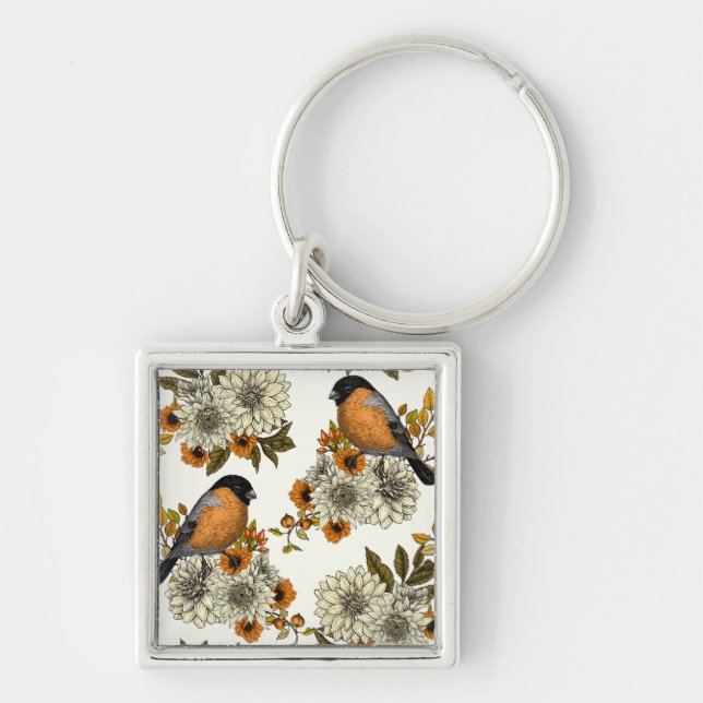 Llavero Bullfinch en florales otoñales 2 (Frente)