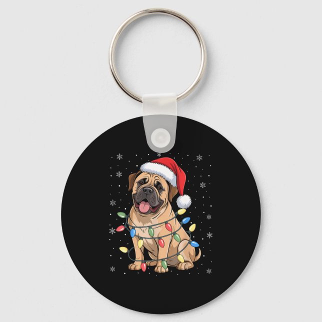 Llavero Bullmastiff Dog Christmas Tree Lights Dogs Xmas Pa (Anverso)
