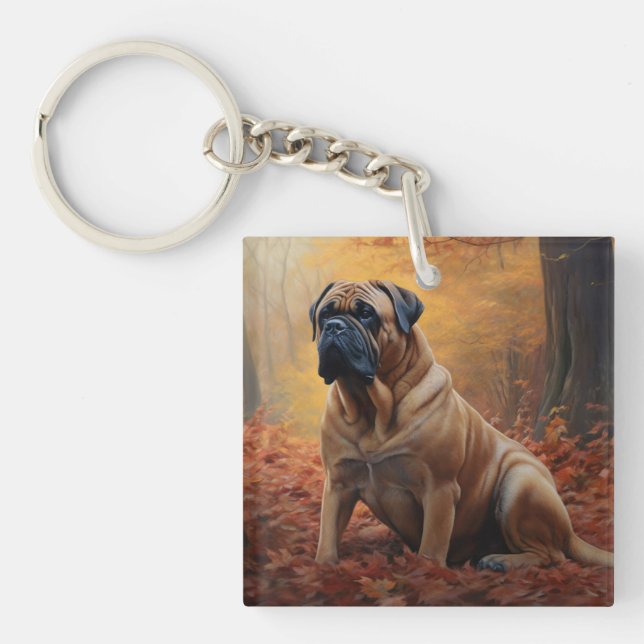 Llavero Bullmastiff en otoño se inspira la caída de las ho (Frente)