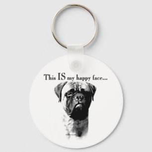 Llavero Bullmastiff Happy Face Keychain