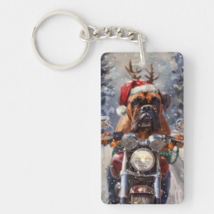 Llavero Bullmastiff Perro Montando Motocicleta Navidad