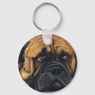 Llavero Bullmastiff que espera - arte de la raza del perro