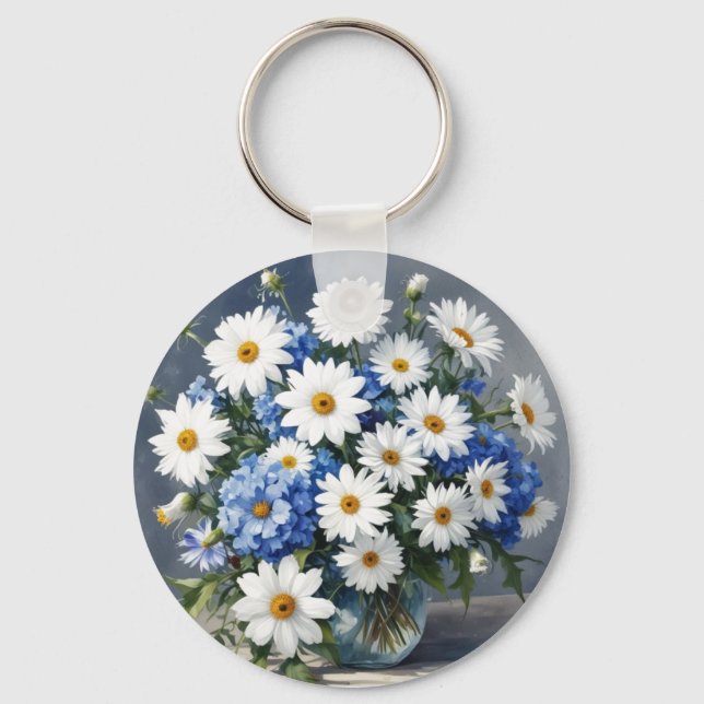 Llavero Bunch of Flowers Elegant Daisies Watercolor (Anverso)