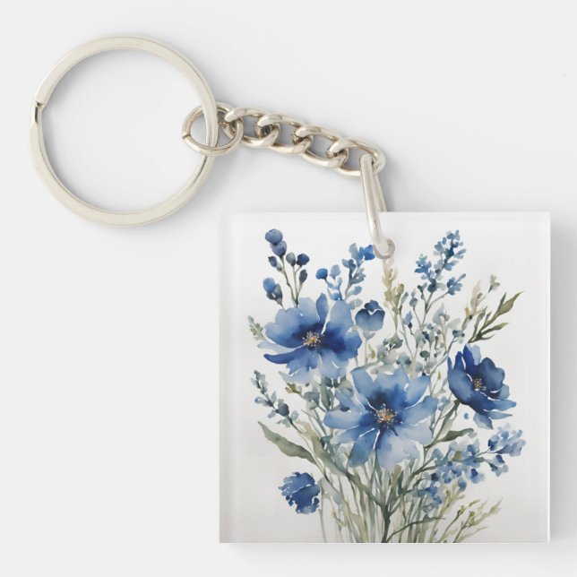 Llavero Bunch of Flowers Elegant Watercolor (Frente)