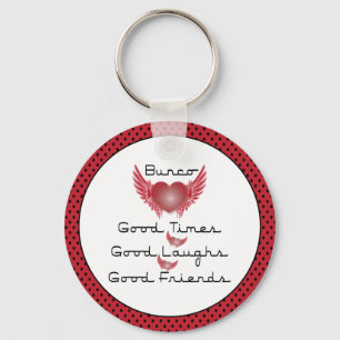 Llavero Bunco - Buenos tiempos, risas, amigos - Corazón r
