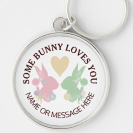 Llavero Bunnios rosados y verdes pasteles con Personalizad