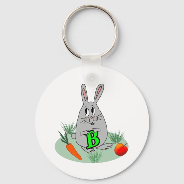 Llavero Bunny con la letra B sobre el césped (Anverso)