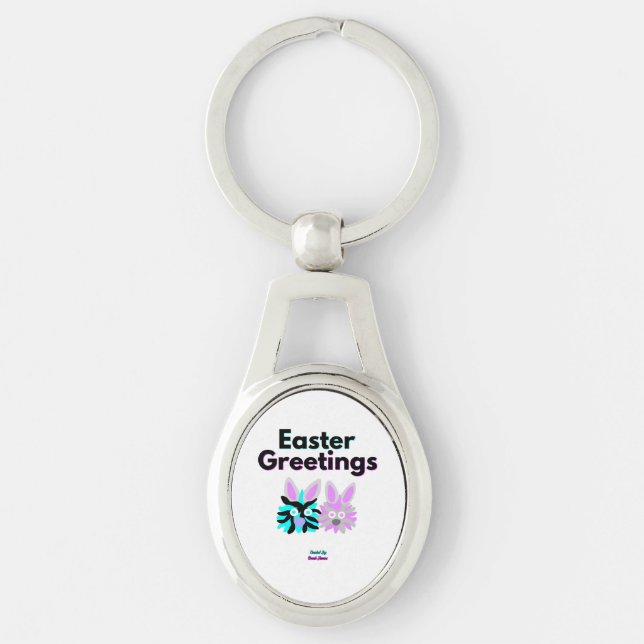 Llavero Bunny Fuzzies Oval Keychain Metalizado (Anverso)