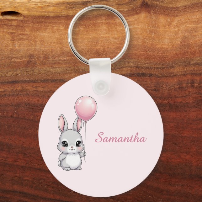 Llavero Bunny key Chain, Any Name, Girl, Boy Kid (Anverso)