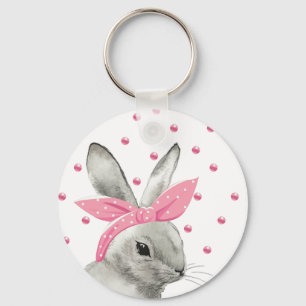 Llavero Bunny lindo con arco rosado