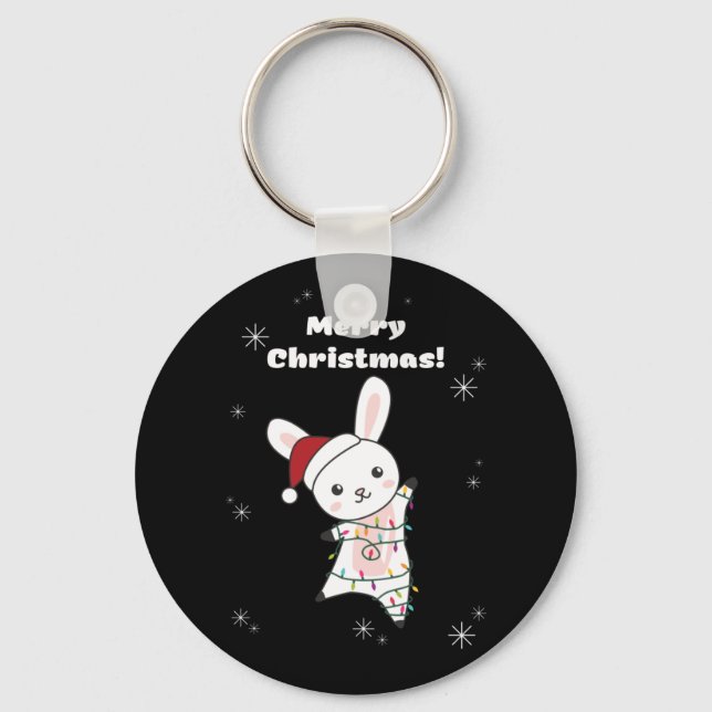 Llavero Bunny Merry Christmas Winter Animals Rabbits (Anverso)