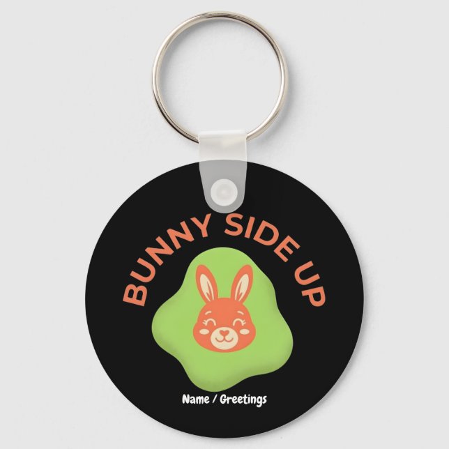 Llavero Bunny Side Up Retro Easter Egg Graphic Design  (Anverso)
