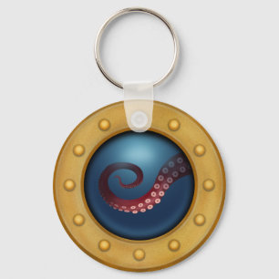 Llavero Buque Porthole con Steampunk Nautical Octopus